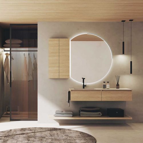 Meuble vasque suspendu - UCO02 - LEGNOBAGNO - en céramique / en HPL / en chêne naturel