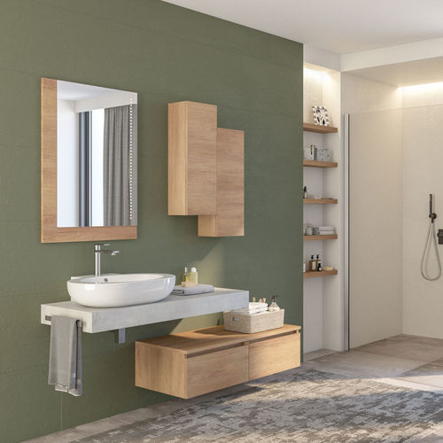 Meuble vasque suspendu - UCO07 - LEGNOBAGNO - en céramique / en chêne / contemporain