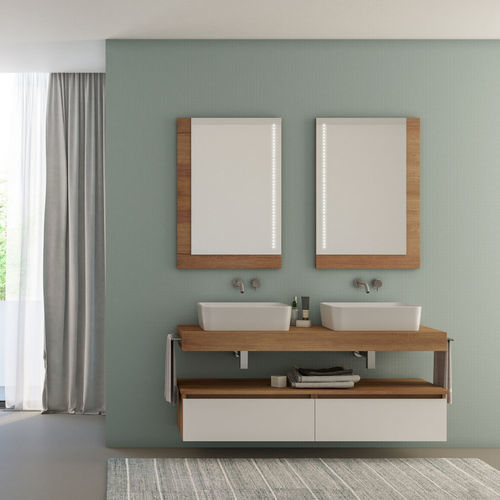Meuble vasque double - UCO09 - LEGNOBAGNO - suspendu / en chêne / en céramique