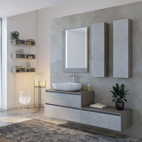 Meuble vasque suspendu - UCO12 - LEGNOBAGNO - en bois / contemporain / avec porte