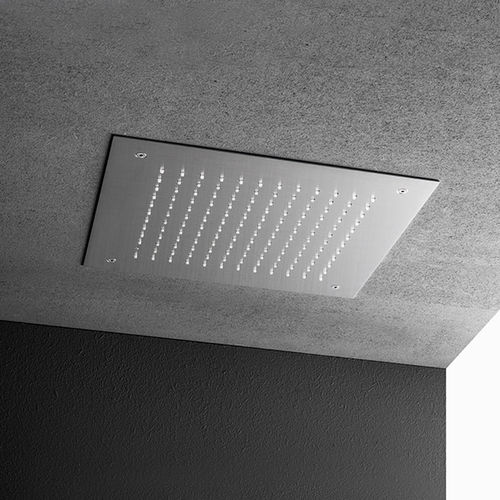 Pommeau de douche encastrable au plafond - MAKRO - carré / cascade / avec chromothérapie