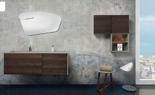 Meuble vasque suspendu - V54 - MOBILTESINO - en bois massif / contemporain / avec tiroirs