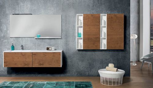 Meuble vasque suspendu - V56 - MOBILTESINO - en bois massif / contemporain / avec tiroirs