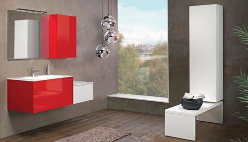 Meuble vasque suspendu - V63 - MOBILTESINO - en bois massif / contemporain / avec tiroirs