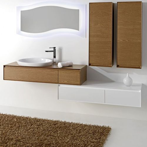 Meuble vasque suspendu - LU.01 - MOBILTESINO - en orme / en céramique / contemporain