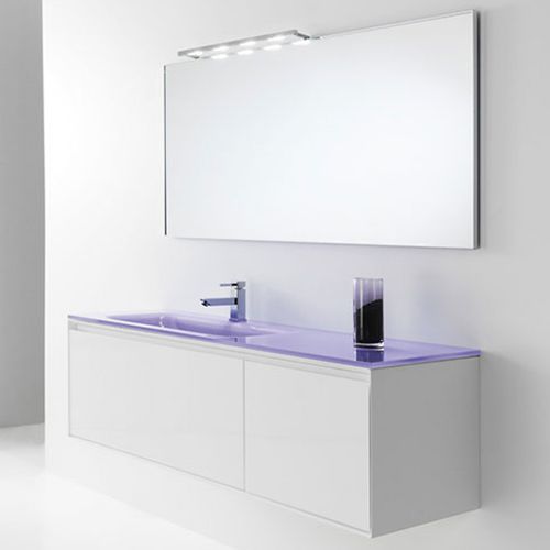 Meuble vasque suspendu - LU.02 - MOBILTESINO - en bois / en verre / contemporain