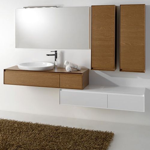 Meuble vasque suspendu - LU.04 - MOBILTESINO - en orme / en céramique / contemporain