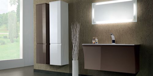 Meuble vasque suspendu - S 126 - MOBILTESINO - en bois / contemporain / avec tiroirs