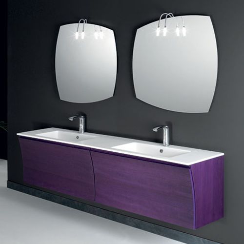 Meuble vasque double - S 130 - MOBILTESINO - suspendu / en bois / contemporain