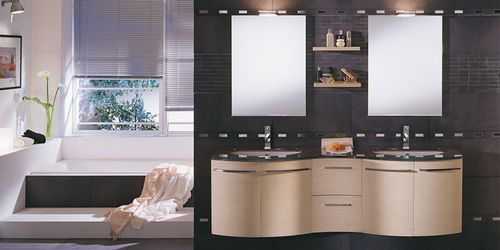 Meuble vasque double - F 131 - MOBILTESINO - suspendu / en chêne / contemporain