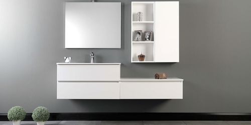 Meuble vasque suspendu - HD.03 - MOBILTESINO - en bois / en céramique / contemporain
