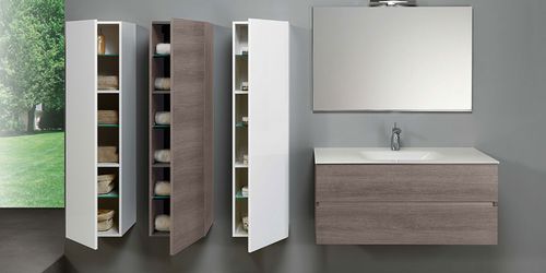 Meuble vasque suspendu - HD.07 - MOBILTESINO - stratifié / en verre / contemporain