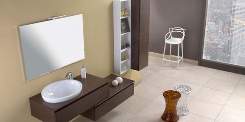 Meuble vasque suspendu - HD.15 - MOBILTESINO - en bois / en céramique / contemporain