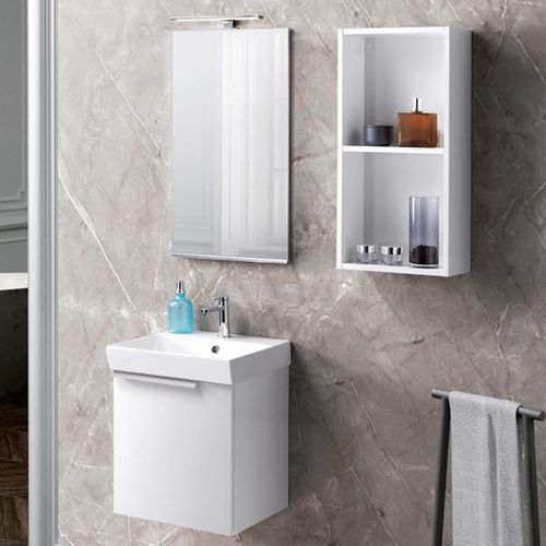 Meuble vasque suspendu - FY03 - MOBILTESINO - en bois laqué / contemporain / avec miroir