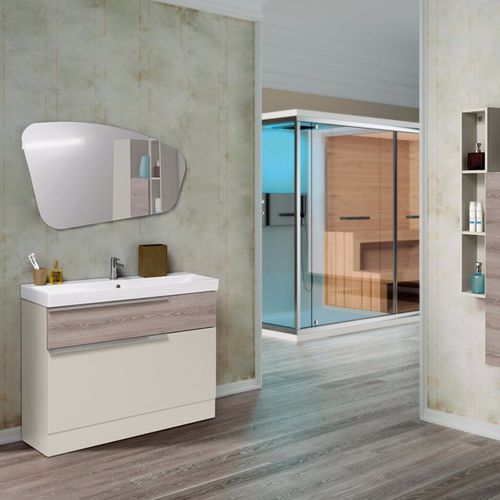 Meuble vasque suspendu - FY08 - MOBILTESINO - en bois laqué / contemporain / avec miroir