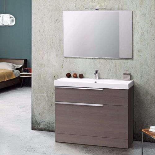 Meuble vasque suspendu - FY16 - MOBILTESINO - en placage de bois / contemporain / avec miroir