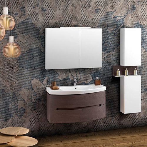Meuble vasque suspendu - DR11 - MOBILTESINO - en bois / contemporain / avec miroir