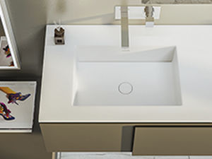 Vasque intégrée - AQUA MODULE - MOMA DESIGN - en Corian® / avec plan intégré / sur mesure