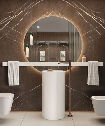 Vasque sur pied - ROUND BASINS - MOMA DESIGN - en Corian® / sur mesure / ronde