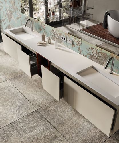 Vasque suspendue - CAPRI - MOMA DESIGN - en Corian® / sur mesure / double