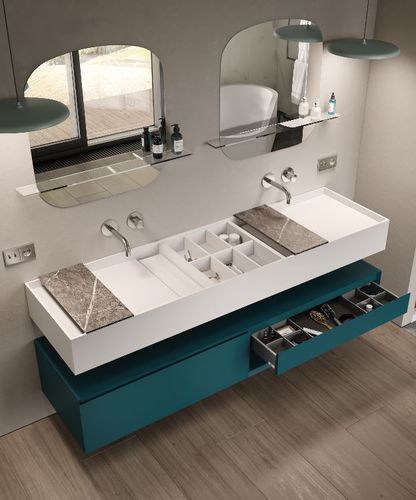 Meuble de salle de bain contemporain - EVOLINE  - MOMA DESIGN - résidentiel / pour hôtel / en bois laqué mat