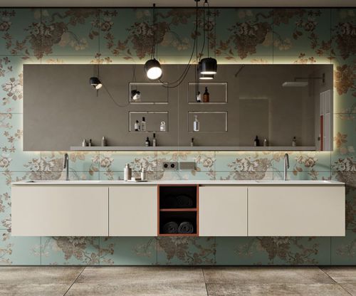 Meuble vasque double - EMOTION  - MOMA DESIGN - mural / en chêne / en MDF