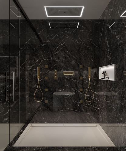 Receveur de douche rectangulaire - METRO UNIQUE  - MOMA DESIGN - à poser / en Solid Surface / avec canal d'écoulement
