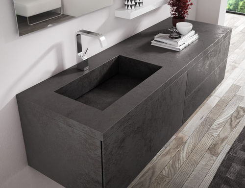 Meuble vasque suspendu - LOUNGE LAM: 40 / 161 - PROGETTOBAGNO - en céramique / contemporain / avec tiroirs