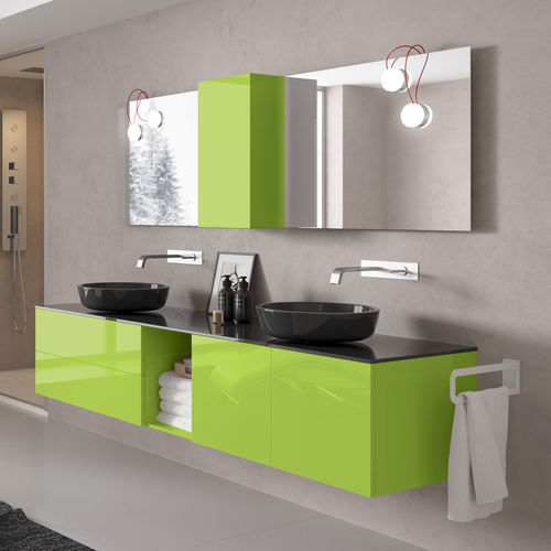 Meuble vasque double - LOUNGE + ROUND 40 / 190 - PROGETTOBAGNO - suspendu / en verre / contemporain