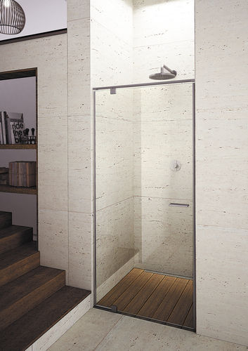 Cabine de douche en verre - IUN-1 - PROVEX - en inox / en aluminium / avec porte battante