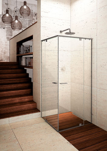 Cabine de douche en verre - IUE-2 - PROVEX - en aluminium / avec porte battante / d'angle