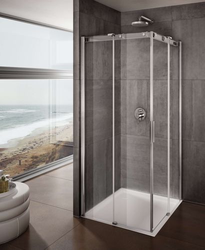 Cabine de douche en verre - AS - PROVEX - en aluminium / à portes coulissantes / d'angle