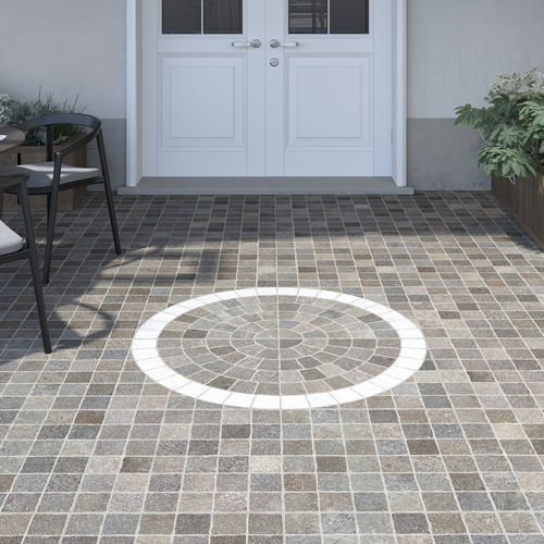 Carrelage en grès cérame - GRIGIO ARCO  & GRIGIO LINEARE - Ceramica Rondine - structure / d'extérieur / de jardin