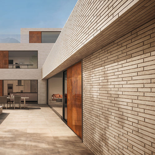 Brique de parement en clinker - 452 SILBER-GRAU USED LOOK - STRÖHER - pour façade / à coller / contemporain