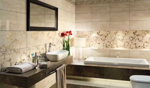 Carrelage en céramique - TRAVIATA BEIGE - TUBADZIN - brillant / d'intérieur / de salle de bain