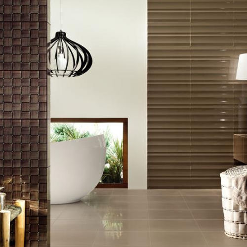 Carrelage en grès cérame - BROWN - TUBADZIN - à relief / poli / de salle de bain