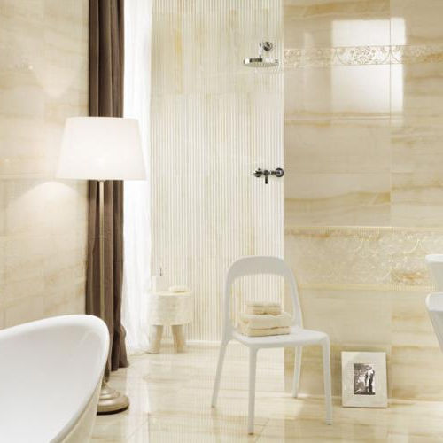 Carrelage en grès cérame - ONIS - TUBADZIN - à relief / poli / de salle de bain