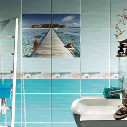 Carrelage en grès cérame - MAXIMA AZURE - TUBADZIN - poli / de salle de bain / mural