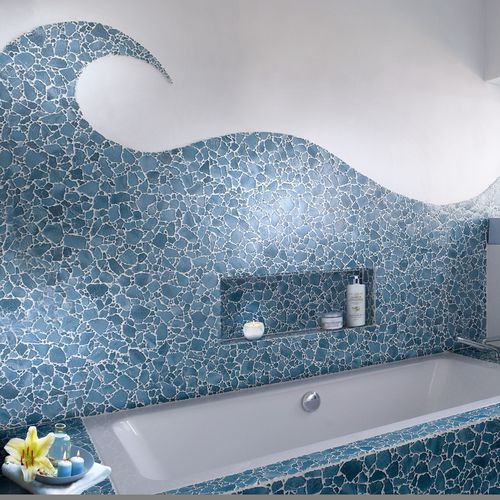 Mosaïque en verre - BROOK : BLU OCEANO - VETROVIVO - polie / d'intérieur / murale