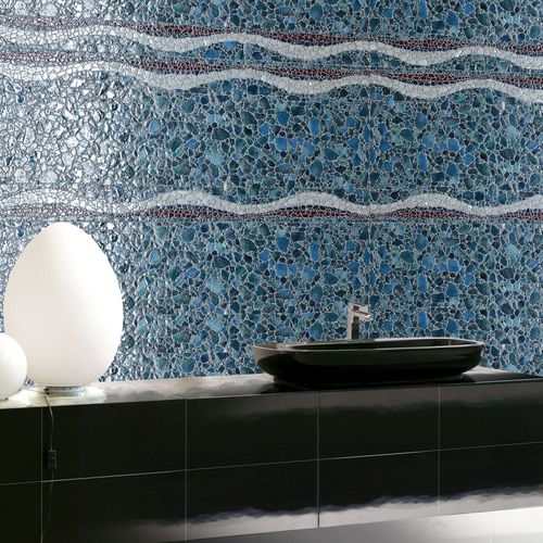 Mosaïque en verre - BROOK : WAVE - VETROVIVO - polie / de salle de bain / murale