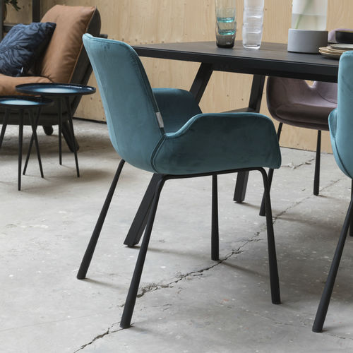 Chaise contemporaine - BRIT - Zuiver - d'intérieur / en velours / avec piètement en acier