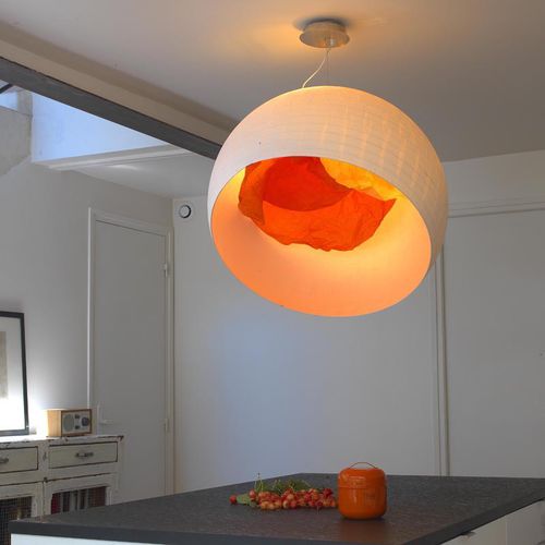 Suspension - COQUILLE D'OEUF - CÉLINE WRIGHT  - en acier / en papier japonais / contemporaine