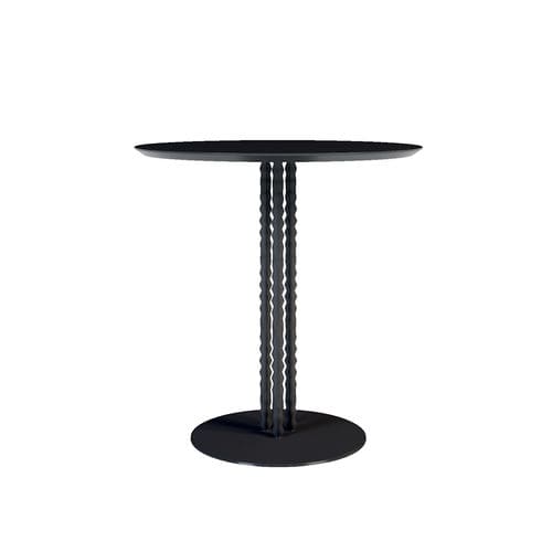 Table d'appoint contemporaine - Fontaine - Jetclass - en placage de bois / avec piètement en métal laqué / ronde