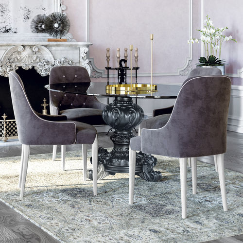 Table à manger design nouveau baroque - Crown - Jetclass - en marbre / avec piètement en bois laqué / ronde