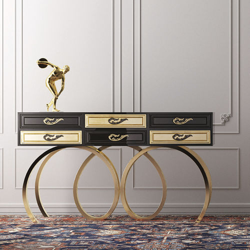Console design original - Ecstasy - Jetclass - en métal laqué / avec piètement en acier inoxydable poli / rectangulaire