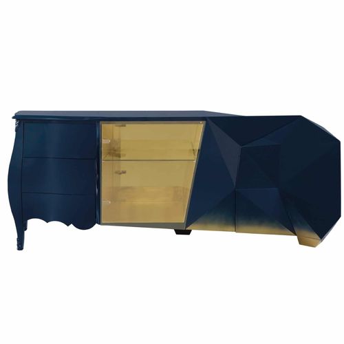 Buffet design original - Evo II - Jetclass - en métal laqué / en verre / avec tiroirs
