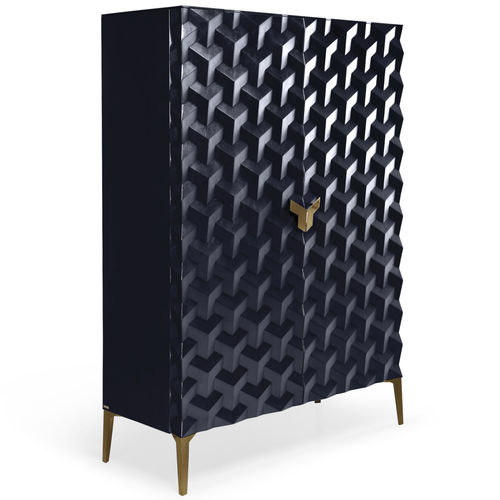 Meuble bar contemporain - Triny - Jetclass - en acier inoxydable brossé / en métal laqué / avec porte battante