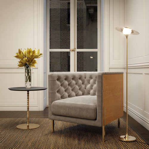 Fauteuil chesterfield - Callie - Jetclass - en tissu / en cuir / en bois laqué