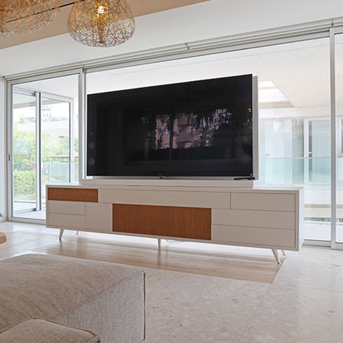 Meuble TV contemporain - CARVED - NADA DEBS - avec tiroirs / en noyer américain / blanc