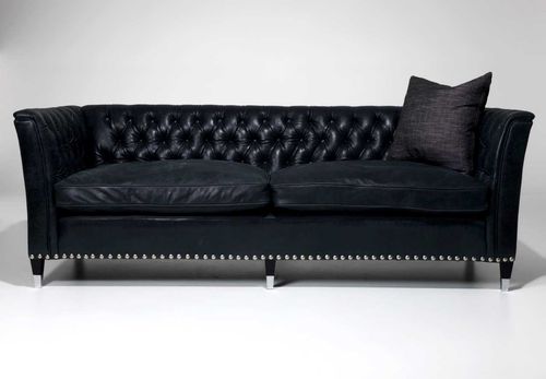 Canapé classique - FLORENCE - ORIOR BY DESIGN LTD - en cuir / noir / 3 places